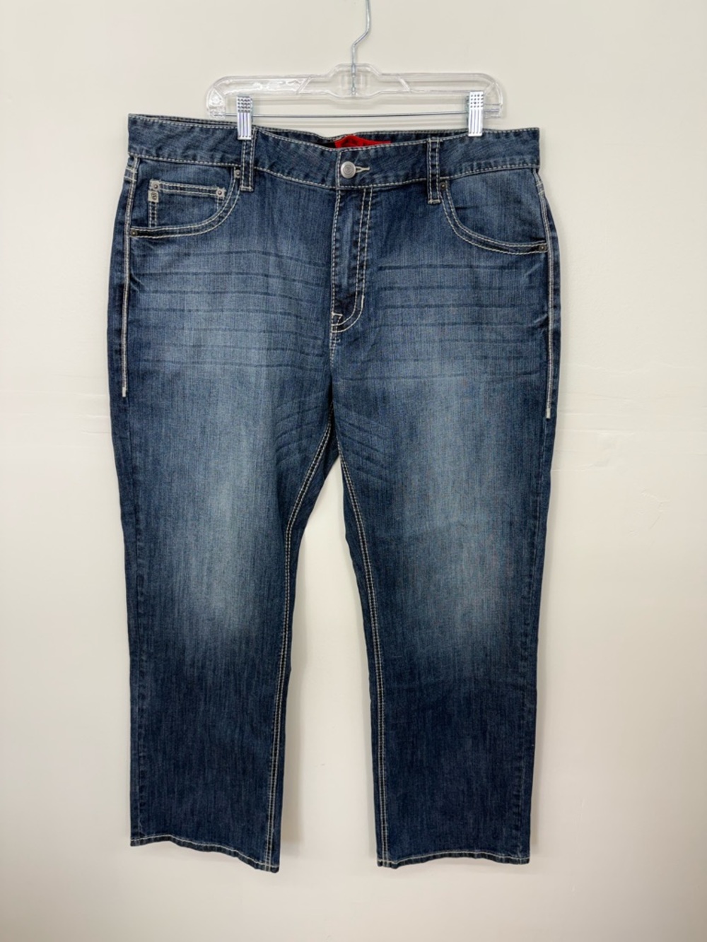 Rock & Roll Denim Men's Bootcut Straight Jeans in Dark Blue Wash P14